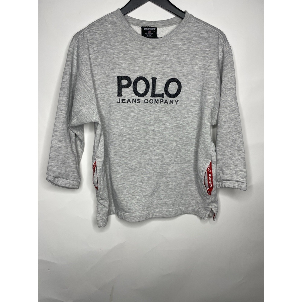 Y2K Polo Jeans Company Pullover Sweatshirt Gray Size Small Logo‎ Preppy